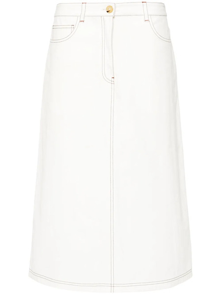  Toteme Contrast-stitching Midi Skirt - White 