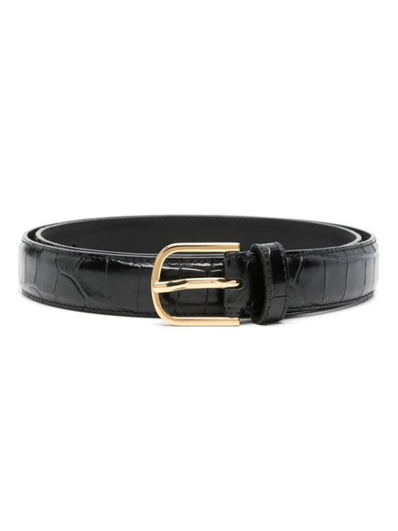  Toteme Croco Leather Belt - Black 