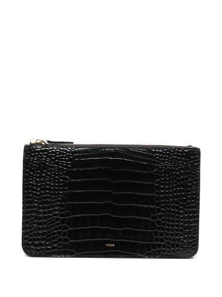  Toteme Crocodile-embossed Threefold Clutch Bag - Black 