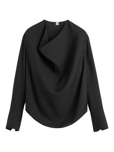  Toteme Draped Long-sleeves Blouse - Black 