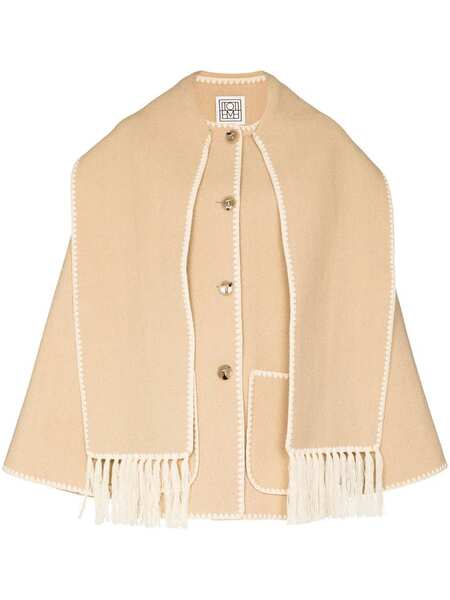  Toteme Embroidered Scarf Button-front Jacket - Neutrals 