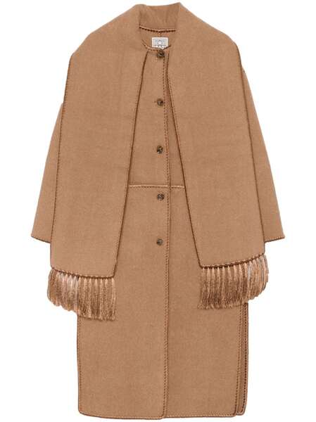  Toteme Embroidered Scarf Coat - Brown 