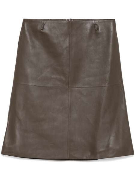  Toteme Leather Midi Skirt - Brown 