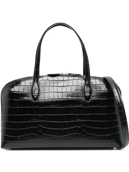  Toteme Medium Day Croc-embossed Tote Bag - Black 