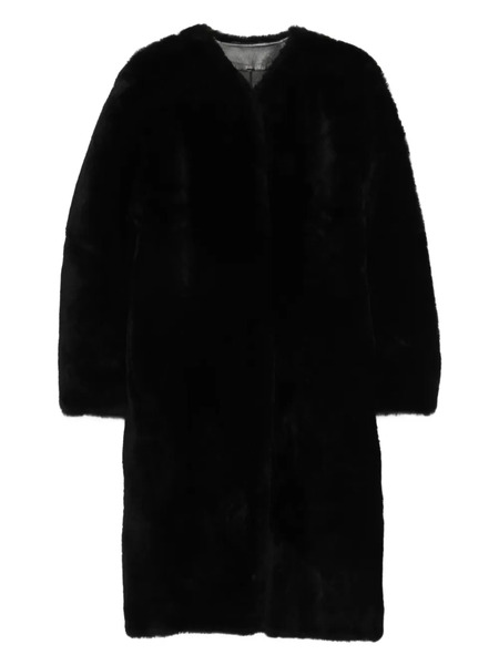  Toteme Midi Shearling Coat - Black 