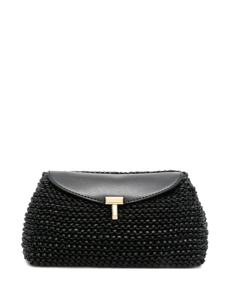  Toteme Mini T-lock Woven Leather Clutch Bag - Black 
