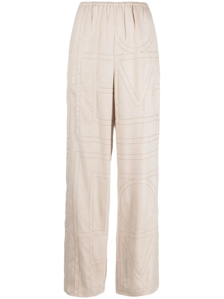  Toteme Monogram Flannel Pajama Bottoms - Neutrals 