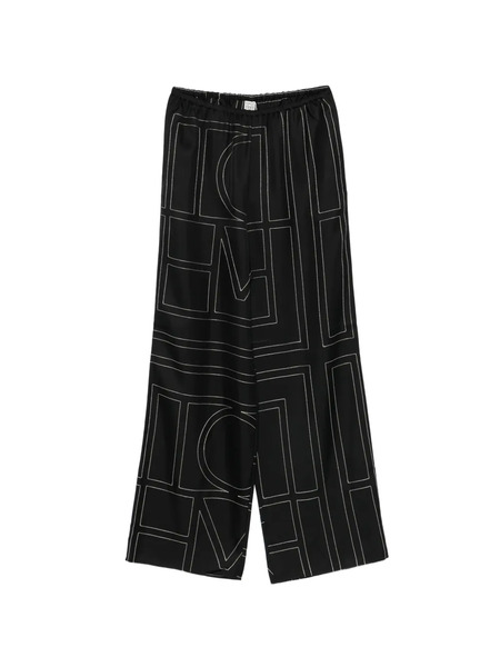  Toteme Monogram Silk Trousers - White 
