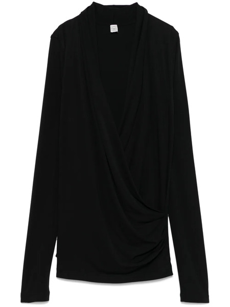 Toteme Overlapped Jersey Blouse - Black 