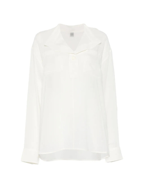  Toteme Overlapping-collar Blouse - Neutrals 