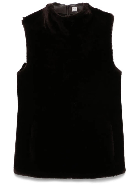  Toteme Shearling-panel Top - Brown 