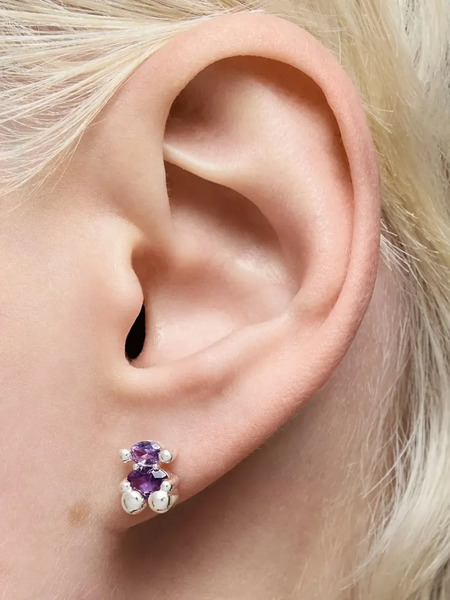  Tous Bear Amethyst Stud Earrings - Grey 