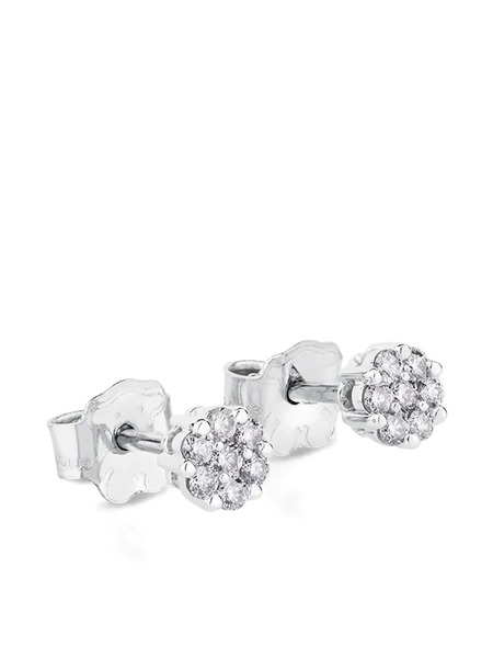  Tous 18k White Gold Diamond Stud Earrings - Silver 