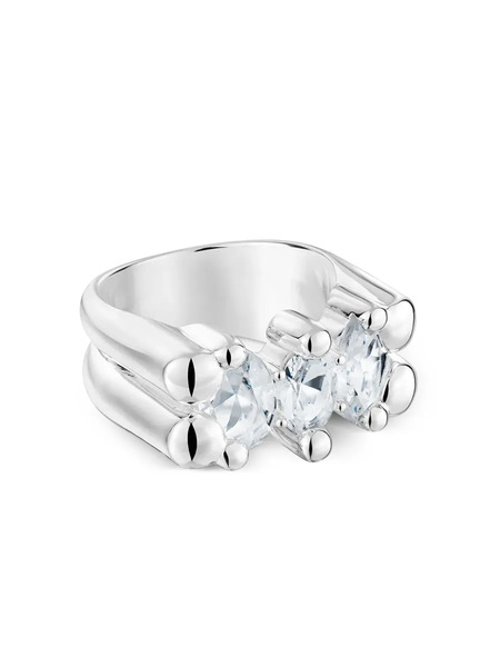  Tous Three-stone Cylindrical Ring - Silver 