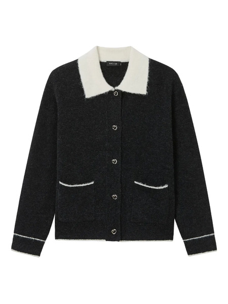  Tout A Coup Collared Patch-pockets Cardigan - Grey 