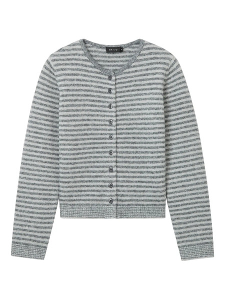  Tout A Coup Striped Button Cardigan - Grey 