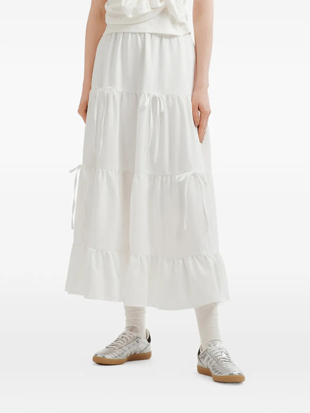  Tout A Coup Tiered Drawstring Midi Skirt - White 