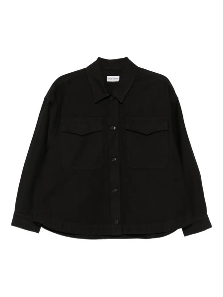  True Avenue Double-pocket Cotton Shirt Jacket - Black 
