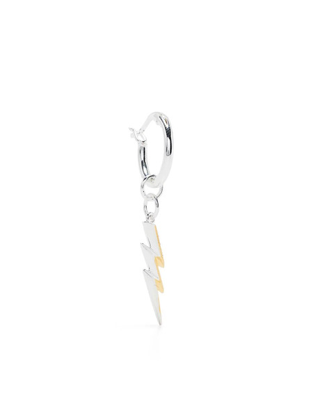  True Rocks Lightning Bolt Charm Hoop Earring - Silver 