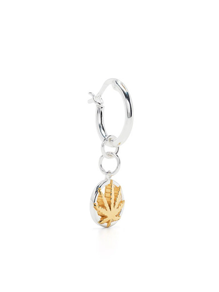  True Rocks Marijuana Leaf Hoop Earring - Silver 
