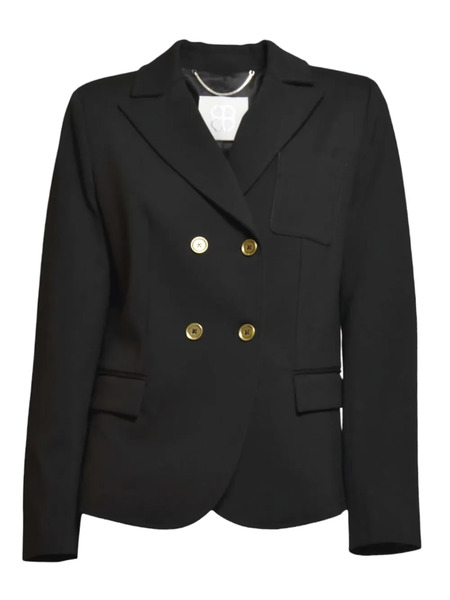  True Royal Double-breasted Pocket Blazer - Black 