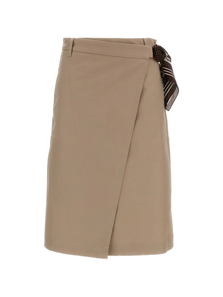  True Royal Tie-detail Midi Skirt - Neutrals 