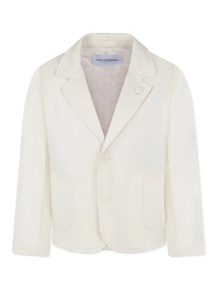  Trussardi Junior Embroidered Logo Blazer - Neutrals 