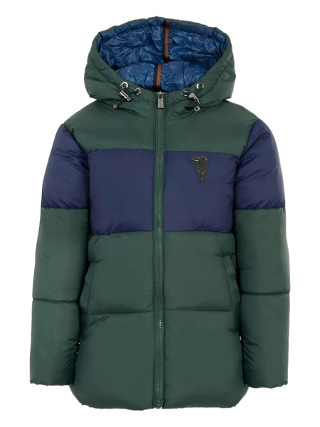  Trussardi Junior Hooded Colour-block Padded Coat - Green 