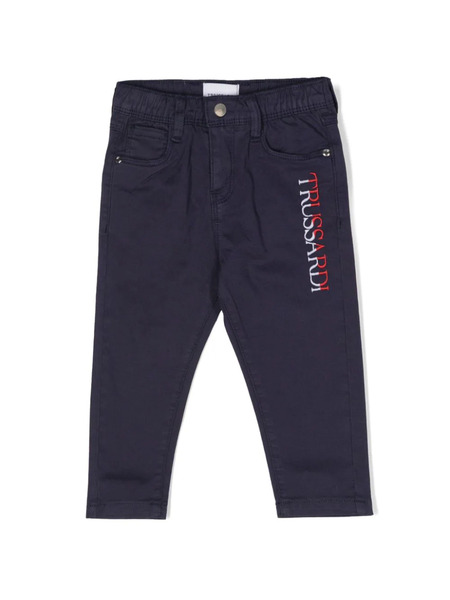  Trussardi Junior Logo-embroidered Chino Trousers - Blue 