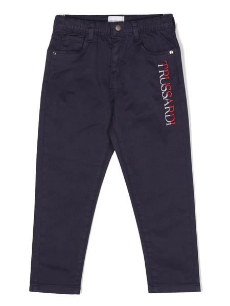  Trussardi Junior Logo-embroidered Chino Trousers - Blue 