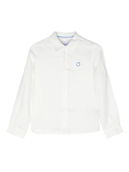  Trussardi Junior Logo-embroidered Linen Shirt - White 