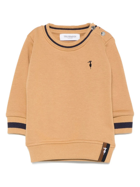  Trussardi Junior Logo-embroidered Ribbed-trim Sweatshirt - Neutrals 