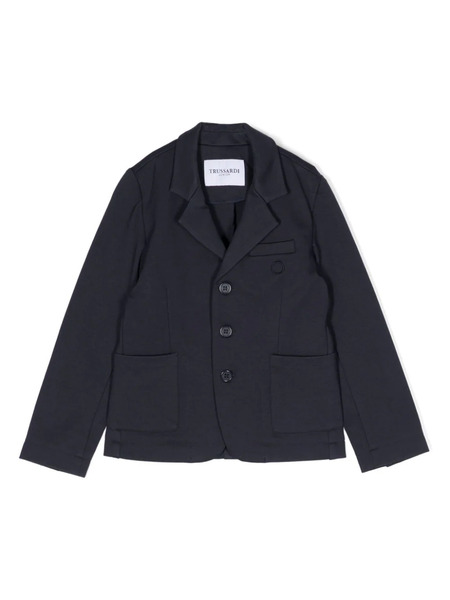  Trussardi Junior Logo-embroidered Single-breasted Blazer - Blue 