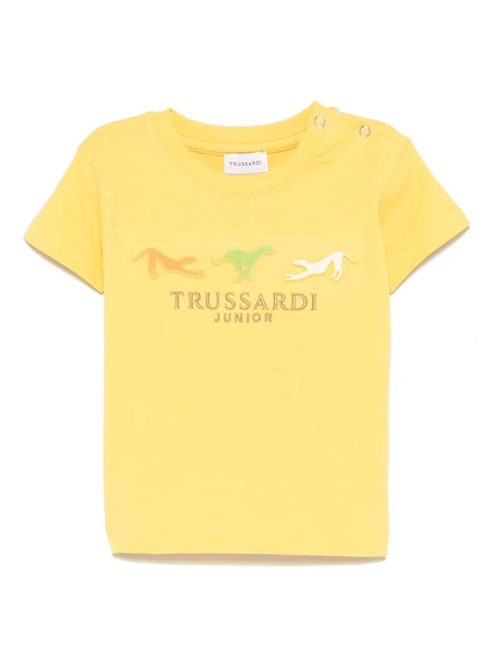  Trussardi Junior Logo-embroidered T-shirt - Yellow 