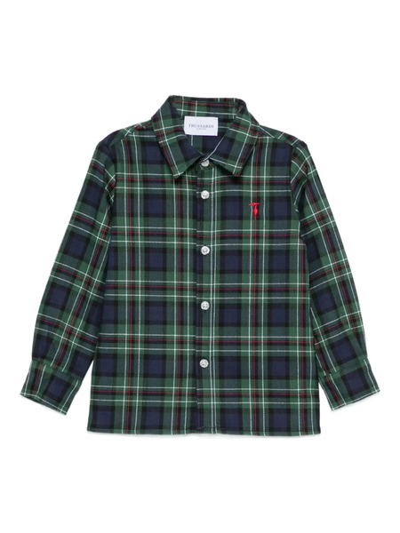  Trussardi Junior Plaid Embroidered Shirt - Green 
