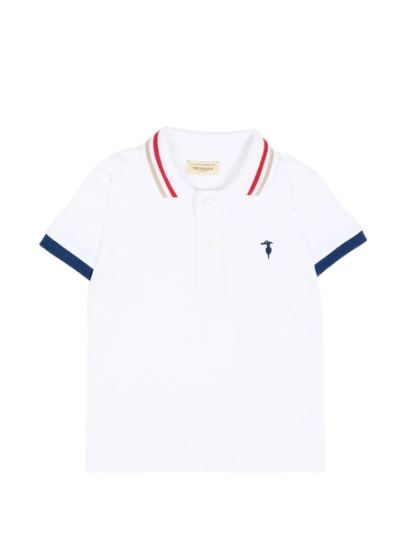  Trussardi Junior Striped-collar Polo Shirt - White 
