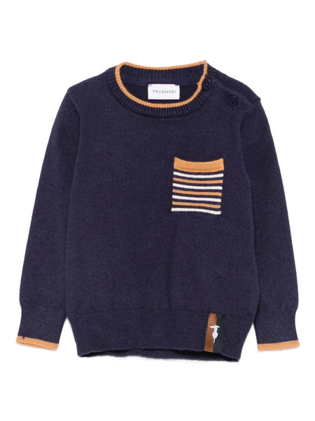  Trussardi Junior Striped-detail Sweater - Blue 