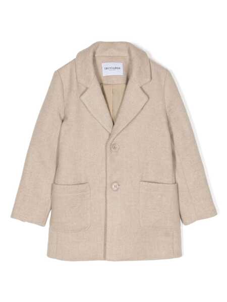  Trussardi Junior Two-pocket Single-breasted Coat - Brown 