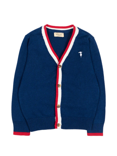  Trussardi Junior V-neck Stripe-trim Cardigan - Blue 