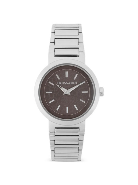  Trussardi Silver Tone Round 35mm Watch - Brown 