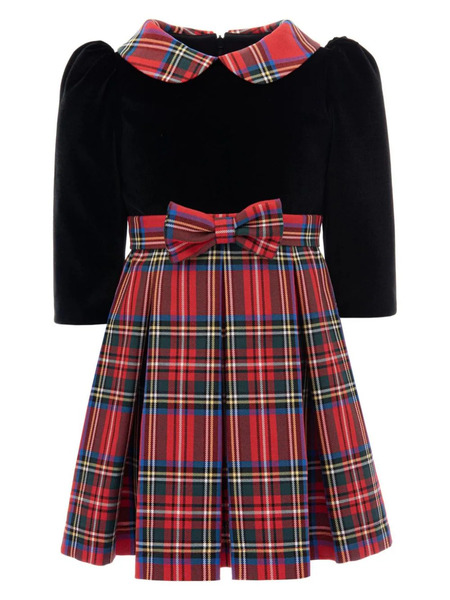  Tulleen Bow-detail Plaid-checked Dress - Red 