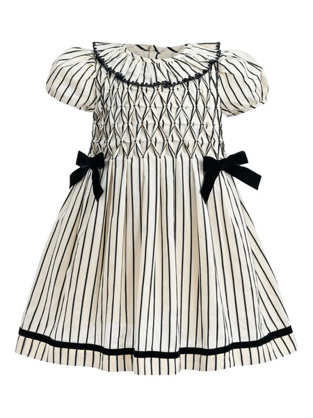  Tulleen Bow-detail Striped Dress - Neutrals 