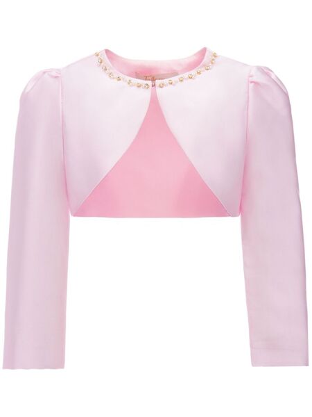  Tulleen Cropped Satin Jacket - Pink 