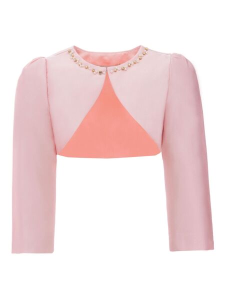  Tulleen Cropped Satin Jacket - Pink 