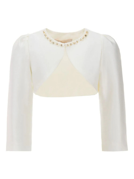  Tulleen Cropped Satin Jacket - White 