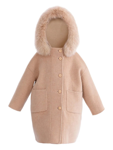  Tulleen Faux Fur-hooded Wool Coat - Neutrals 