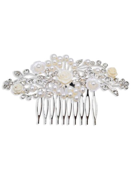  Tulleen Floral Hair Comb - Silver 