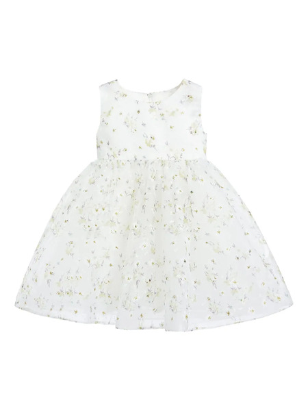  Tulleen Floral-patterned Bow Dress - White 
