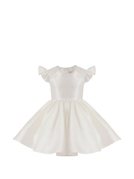  Tulleen Flutter-sleeve Satin Dress - White 
