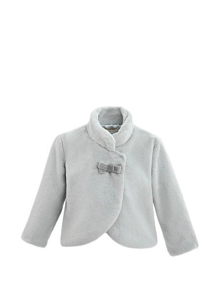  Tulleen Plush Asymmetrical Bow Coat - Grey 